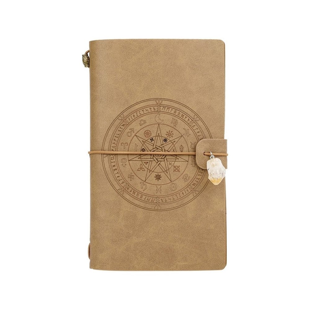 TANYTAO-SHOP Notebook for Men and Women, Crystal Stone Retro Diary and Sketchbook with Health Stone, Khaki