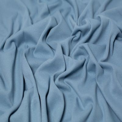 Cotton-Spandex Ribbed Stretch Knit Fabric, Denim Blue, Sold by the Meter
