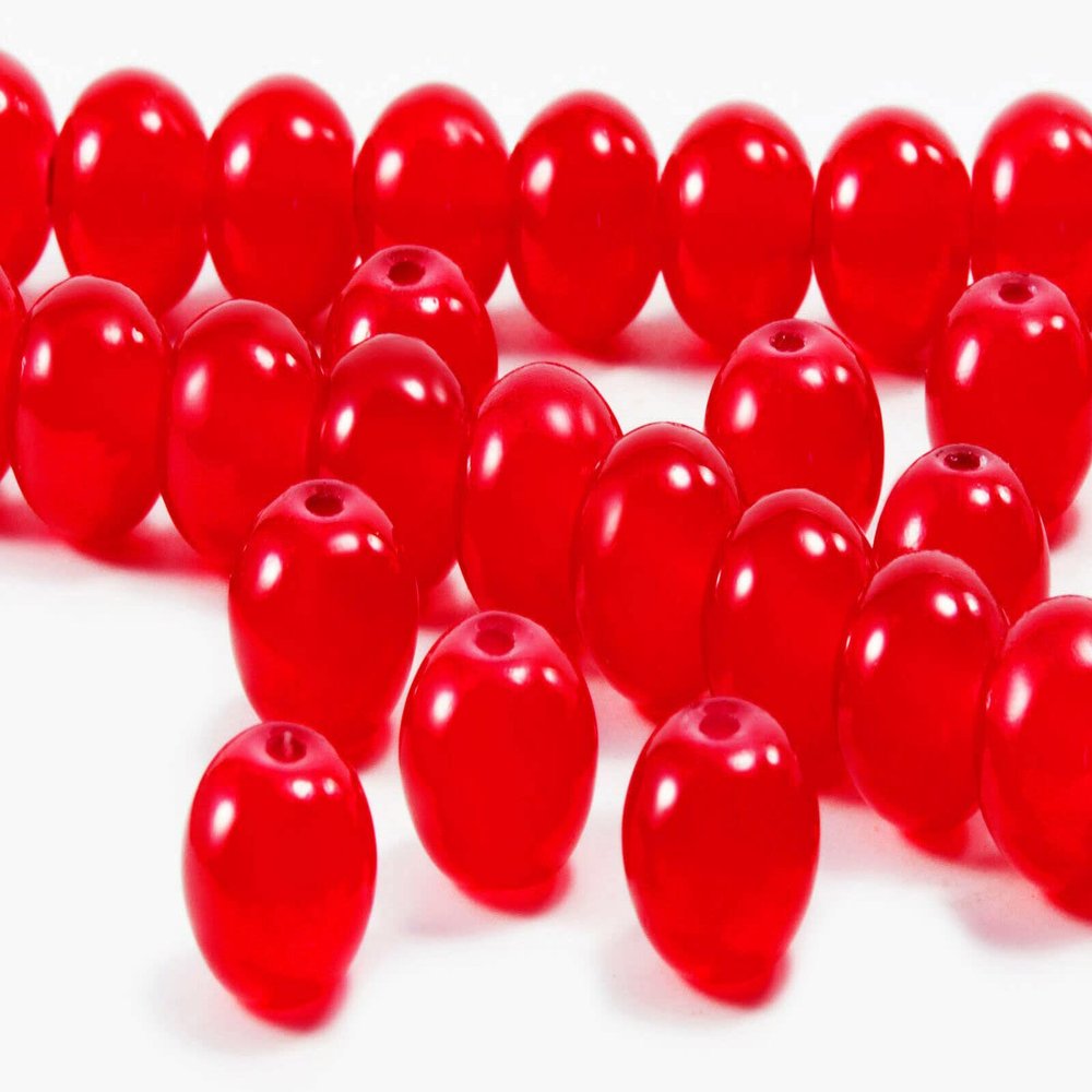 INWARIA Round Glass Beads for Jewelry Making, 10 mm, 50 pcs, P-1/10 (Red)
