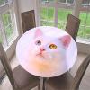Morbuy Round Washable Tablecloth, 3D White Cat Print, Elastic, Waterproof, 90 cm view 2