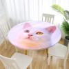Morbuy Round Washable Tablecloth, 3D White Cat Print, Elastic, Waterproof, 90 cm view 3