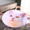 Morbuy Round Washable Tablecloth, 3D White Cat Print, Elastic, Waterproof, 90 cm view 4