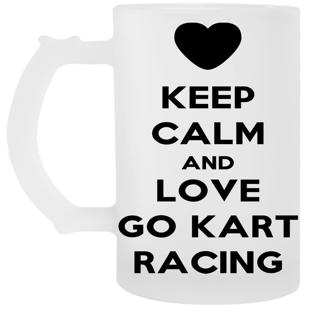 Keep Calm and Love Go-Kart Racing Transparent Beer Mug