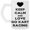 Keep Calm and Love Go-Kart Racing Transparent Beer Mug view 1