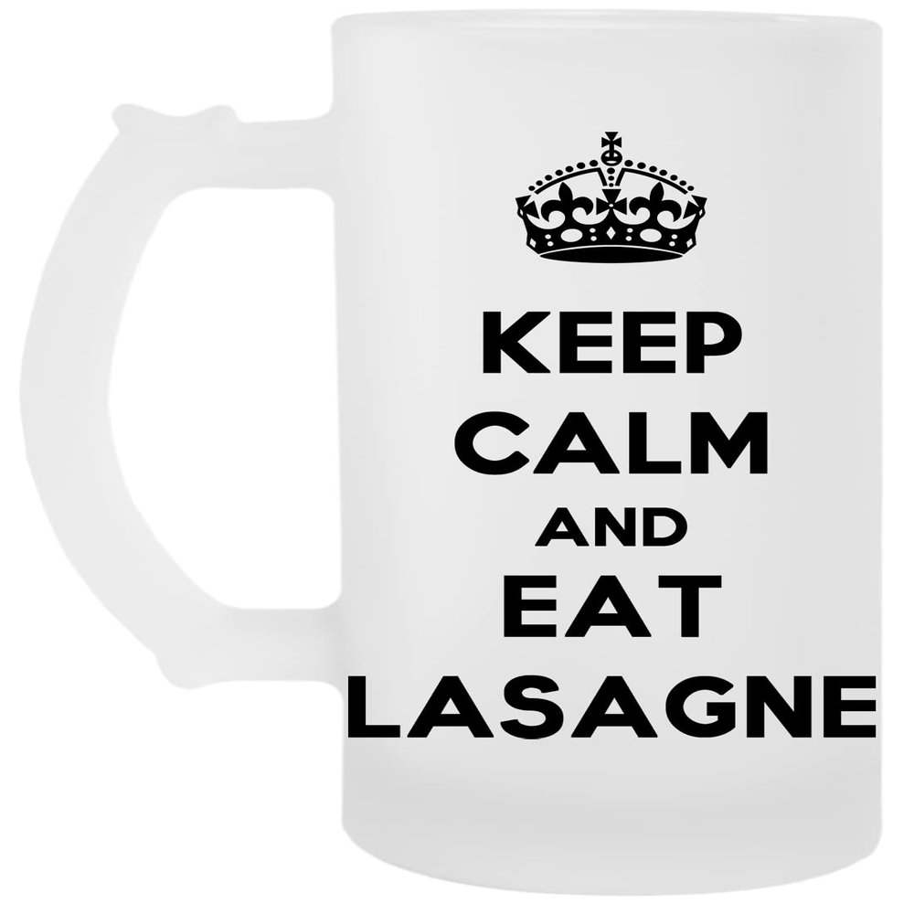 Keep Calm and Eat Lasagne Transparent Beer Mug