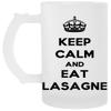 Keep Calm and Eat Lasagne Transparent Beer Mug view 1