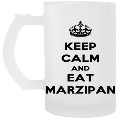 Keep Calm and Eat Marzipan Transparent Beer Mug