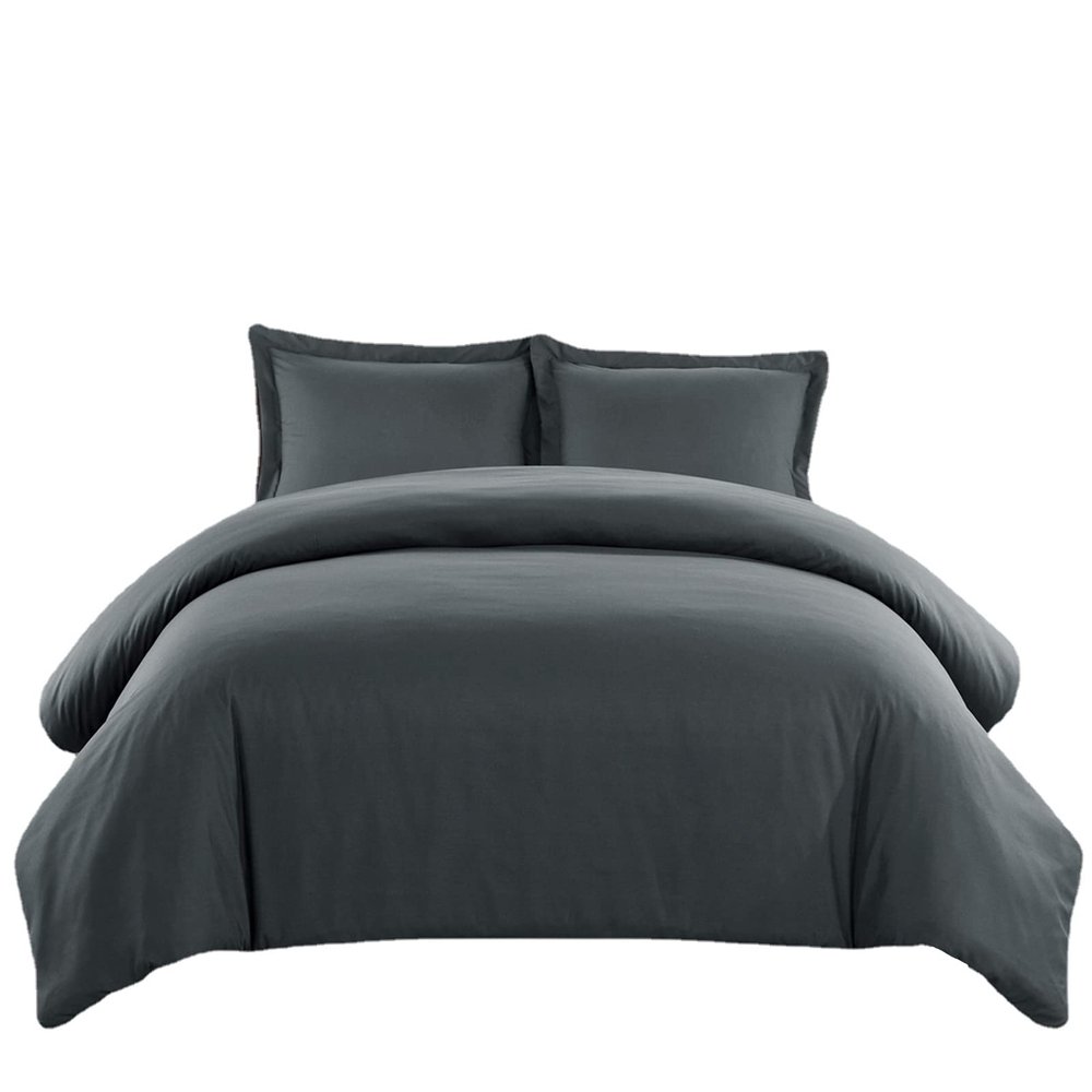 DZYP Microfiber Bedding Set with Pillowcases, Super Soft and Breathable, Anthracite Dark Gray, 66 x 90 in