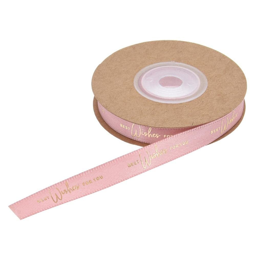 Uteruik Satin Ribbon “Best Wishes For You,” Gift Ribbon Roll, Printed Ribbon for Gift Wrapping, Hair Bows, Trimming, Sewing and Crafts (#C)