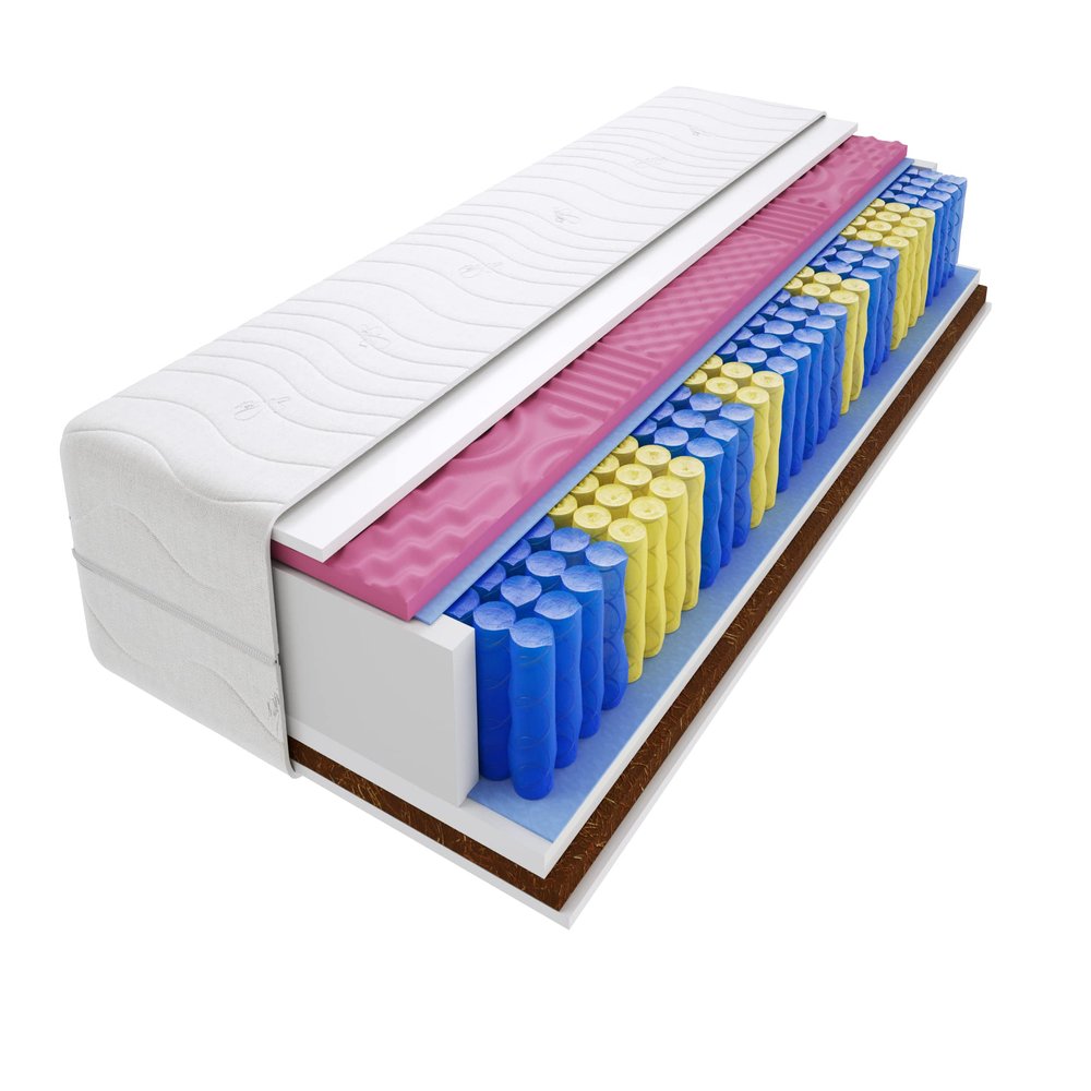 Godre Nepal Molet 9-Zone Pocket Spring Mattress 150 x 190 cm, H3 & H4 Medium-Firm/Firm, Foam & Coconut, Quilted Cover, 19 cm High, Hypoallergenic