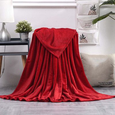 Waigg Kii Plush Fleece Blanket, Soft Bedspread, Single/Double Bed, 130 x 150 cm, Red