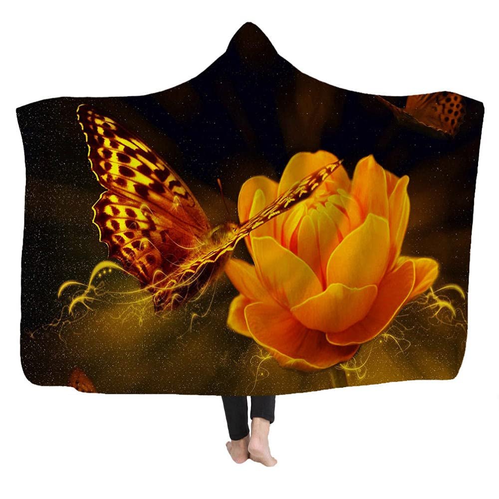 YUNHOME Hooded Blanket, Wearable Fleece Throw, 200 x 150 cm
