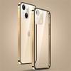 Yidai-Silu Transparent Case for iPhone 12, Screwless Stainless Steel + Silicone Protective Cover, 6.1", Gold view 1