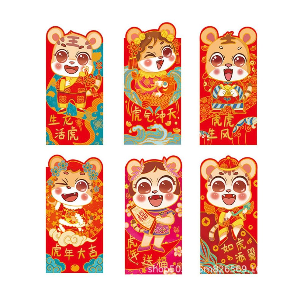 Year of the Tiger Red Envelopes for Chinese New Year, Wedding Money Packets, Hongbao, Children's Holiday Accessory (24 pcs)