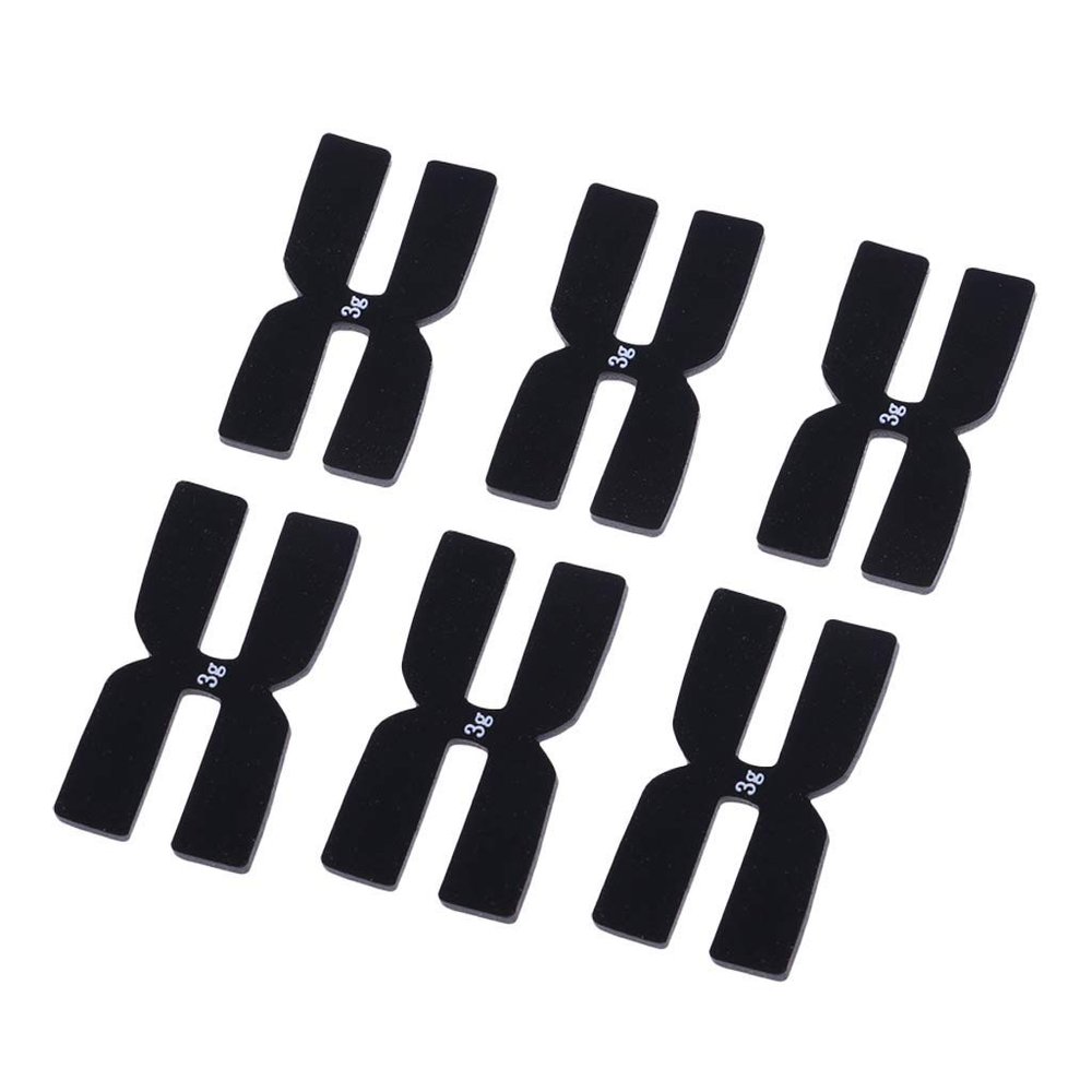 U/D Tennis Racket Weight and Balance Strips, H-Shape, 3 g, Silicone, 6-Piece Set (Black)