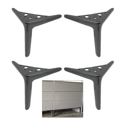 Xrdbfd 4-Pack Triangular Metal Furniture Legs, Gray, 12 cm/4.7 in