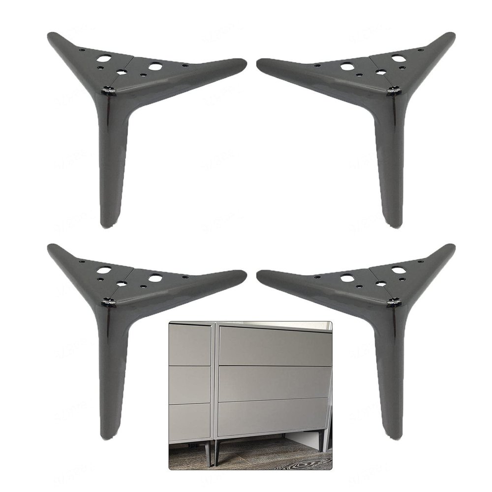 Xrdbfd 4-Pack Triangular Metal Furniture Legs, Gray, 12 cm/4.7 in