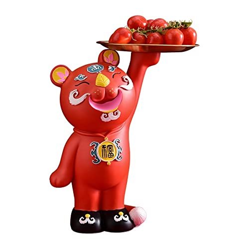 jinyi2016SHOP Creative Cute Happy Tiger Decorative Tray, Key Storage and Living Room Sculpture (Red)