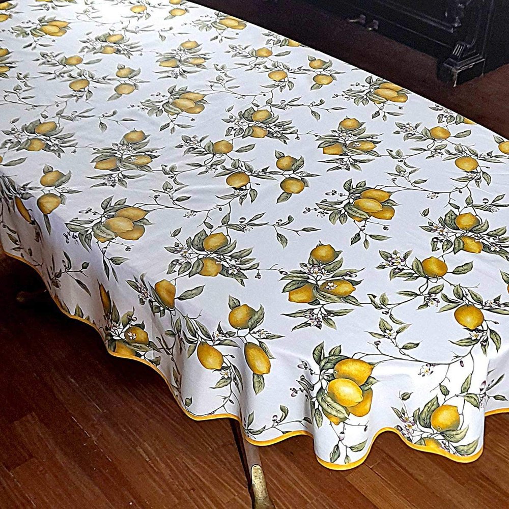 Panama Tablecloth, Lemon Print – All Sizes, 120 cm Runner