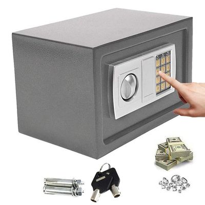 Electronic Hotel Safe for Home Office, Fireproof Digital Code Safe with 2 Keys, 8.5 L, Gray