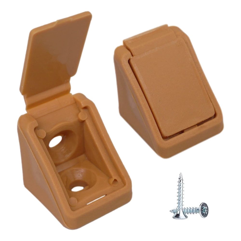 100-Pack Light Brown Plastic Corner Braces, 20 x 20 x 18 mm, 90-Degree Angle Connectors with Screws