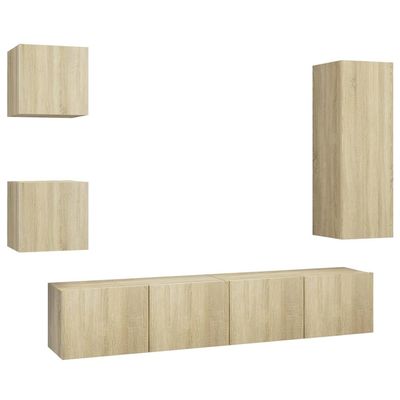 vidaXL 5-Piece TV Cabinet Set Sonoma Oak Engineered Wood