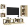 vidaXL 5-Piece TV Cabinet Set Sonoma Oak Engineered Wood view 3