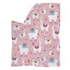 HUGSIDEA Llama Blanket, Cozy Plush Throw with Cartoon Alpaca Flowers, Baby Pink view 2