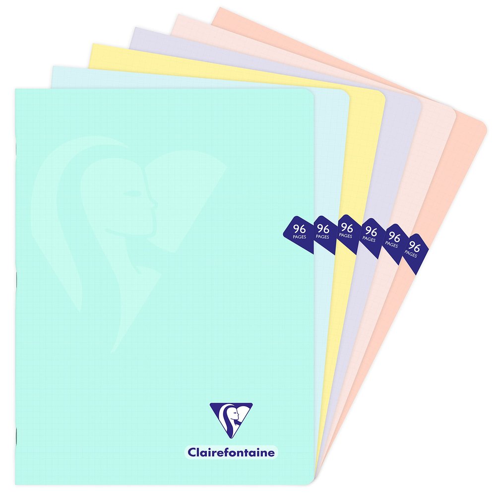 Clairefontaine Mimesys Notebook, A4, 48 Sheets, Squared, Pastel Assorted