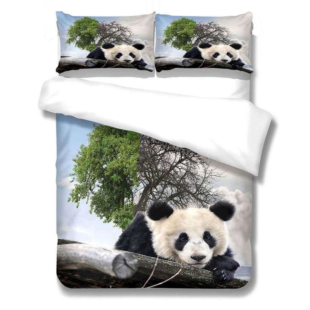 MENGBB Kids Panda Sky 3D Duvet Cover Set, 220 x 230 cm