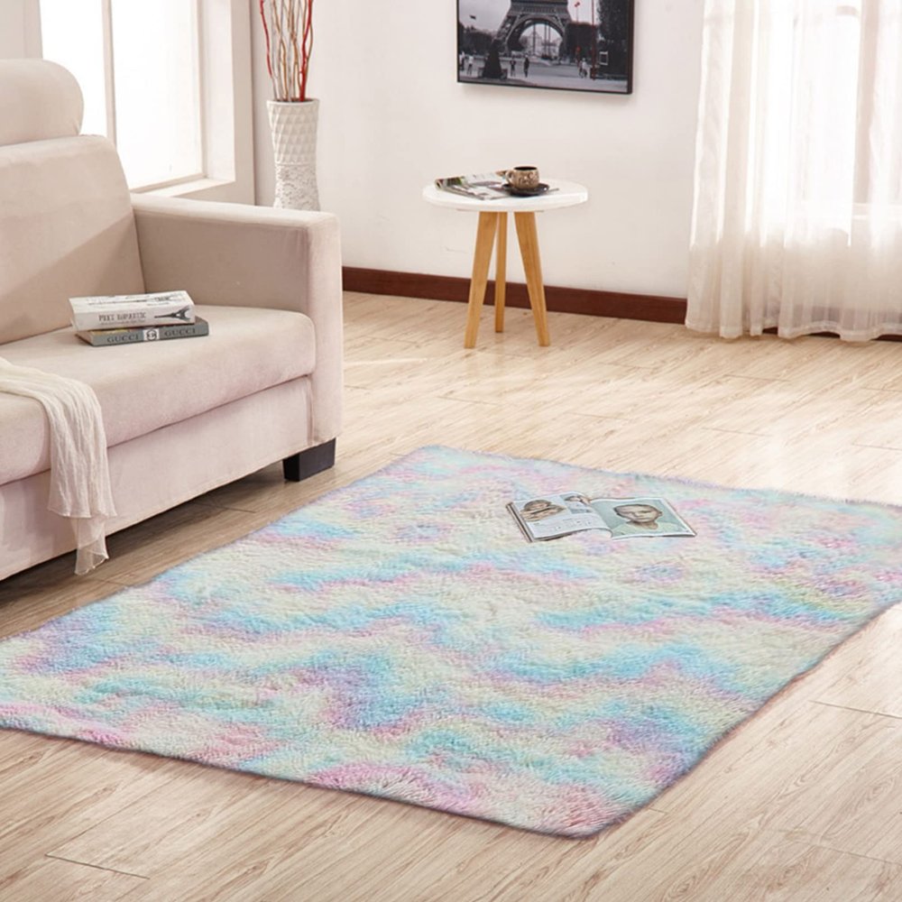 CHBIN Faux Fur Rug 140 x 200 cm, Modern Shaggy Area Rug for Living Room, Bedroom, Sofa, or Bedside, 7 Colors