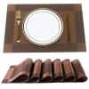 FGSAEOR Woven Vinyl Placemats, Brown, 6 Pieces view 1