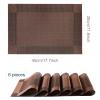 FGSAEOR Woven Vinyl Placemats, Brown, 6 Pieces view 2