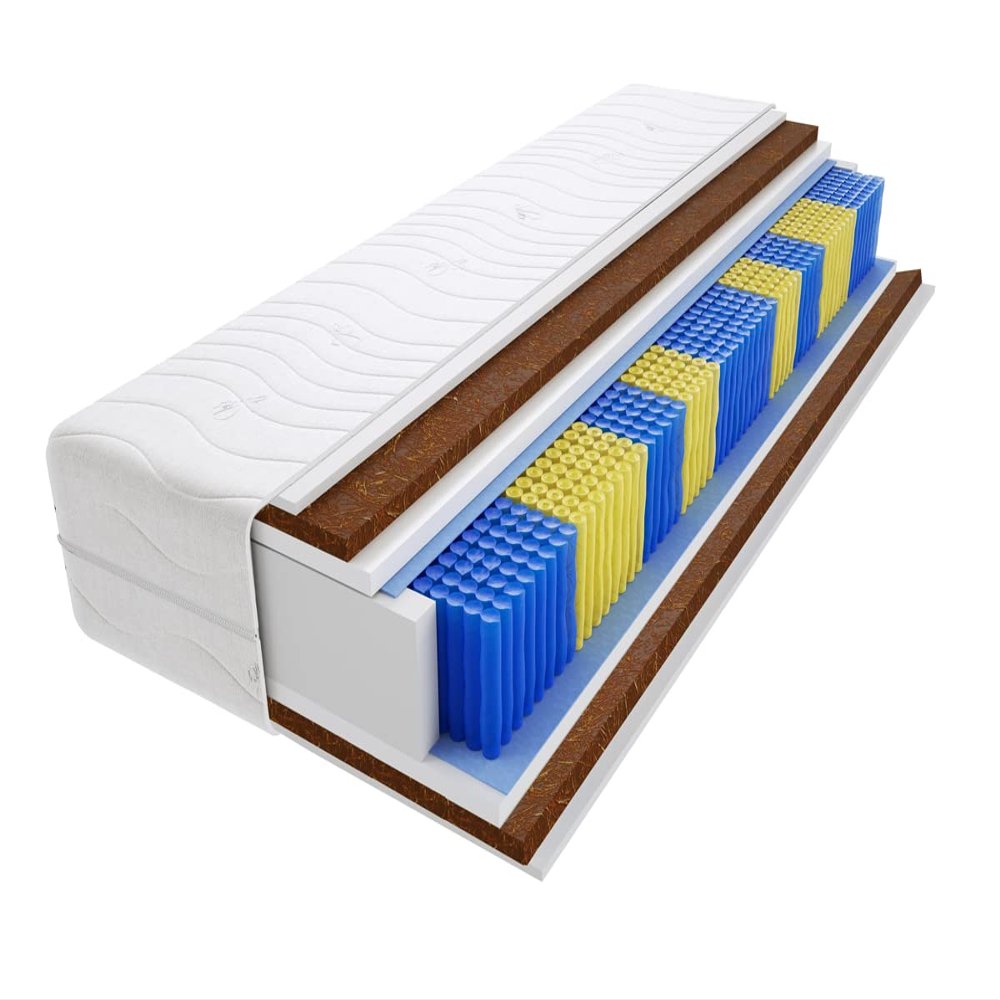 Godre Mattress 195 x 220 cm Double Mattress, H4 Firm Pocket-Spring Mattress, 18 cm High, Coconut Fiber, Hypoallergenic, HR Foam, Reversible Mattress with Climate Fiber Panama Multi-Pocket