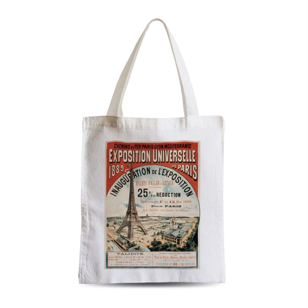 Fabulous Large Tote Bag – 1889 Paris World's Fair Poster, Eiffel Tower, Vintage