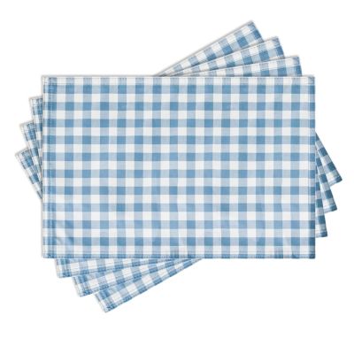 RENRUIRUI Plaid Placemats, Set of 4, Reversible Fabric Placemats with Buffalo Check, Washable, for Thanksgiving, Christmas, Spring, Summer, Fall Party Table Decor (Color: Blue)