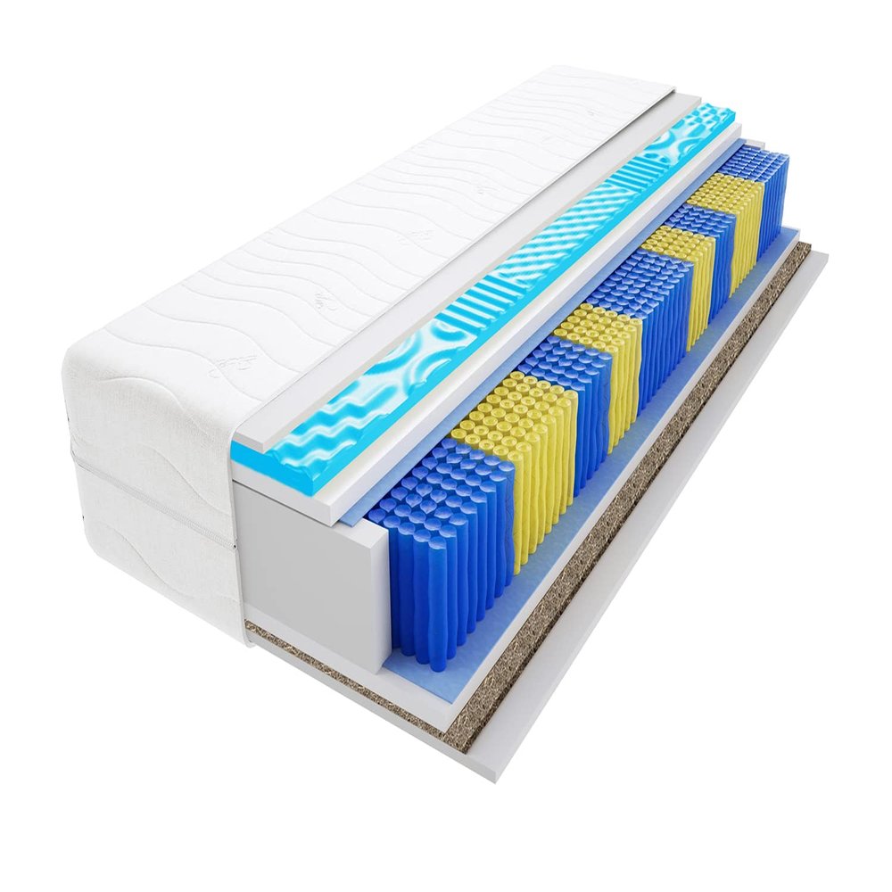 Godre Romeo Grass Visco Molet Pocket Spring Mattress, H3 & H4 Medium-Firm/Firm, Hypoallergenic, Reversible, 20 cm High, 145 x 180 cm