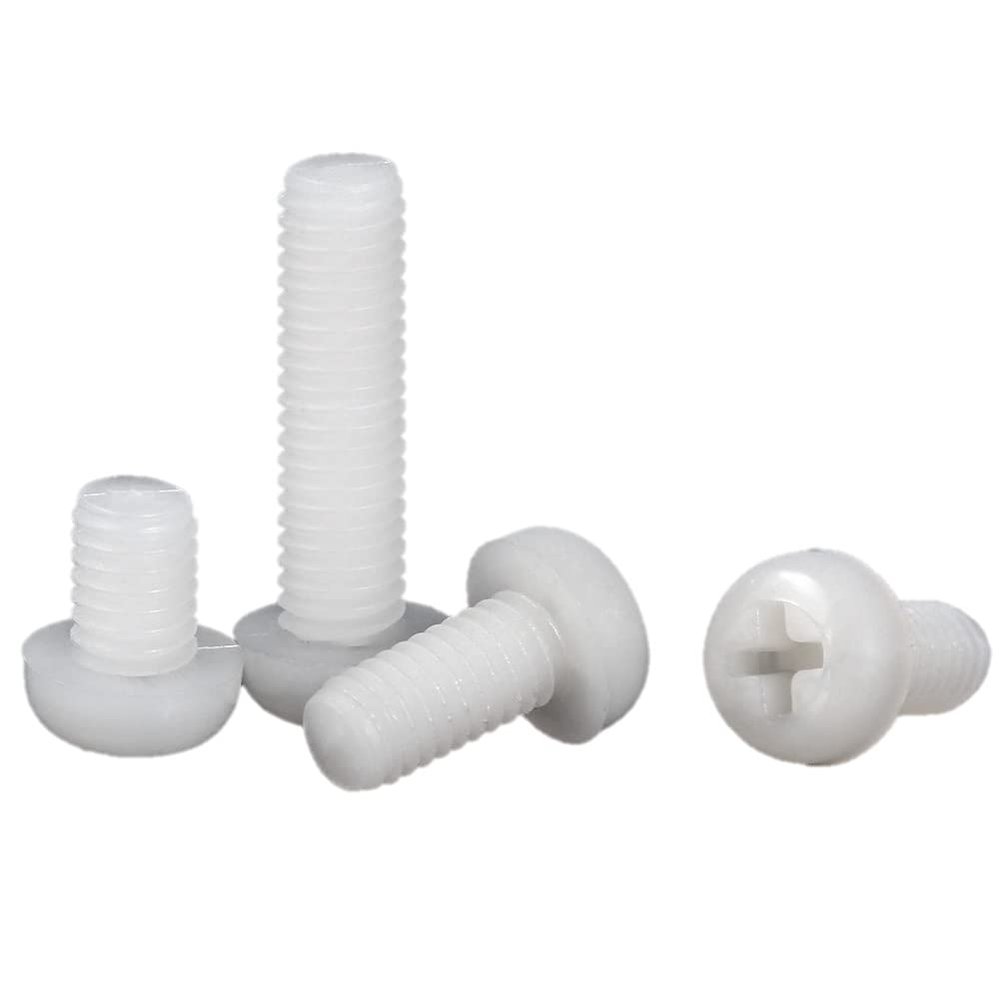 CONPHERON White Nylon Phillips Round-Head Machine Screws, M6 x 30 mm, 30 Pieces