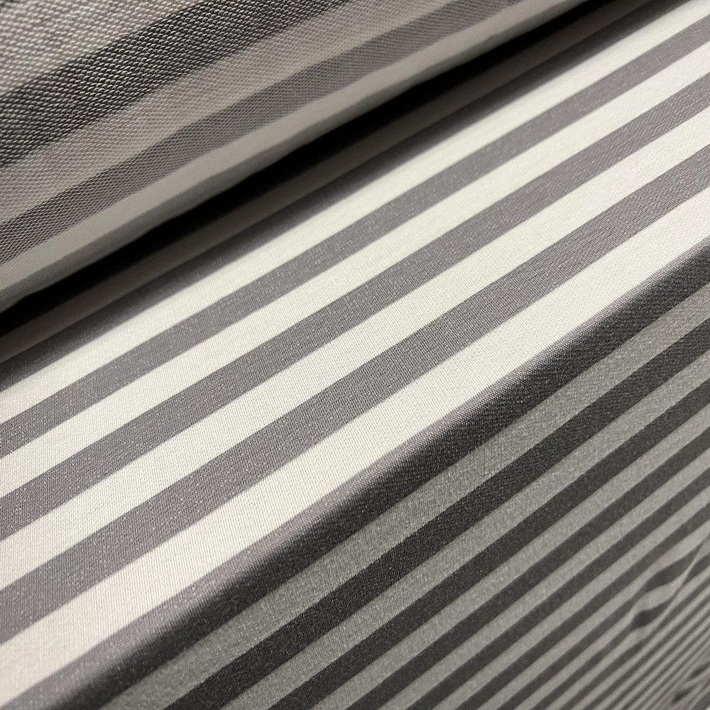 Soft Jersey Knit Fabric by the Meter, Striped, Gray / White