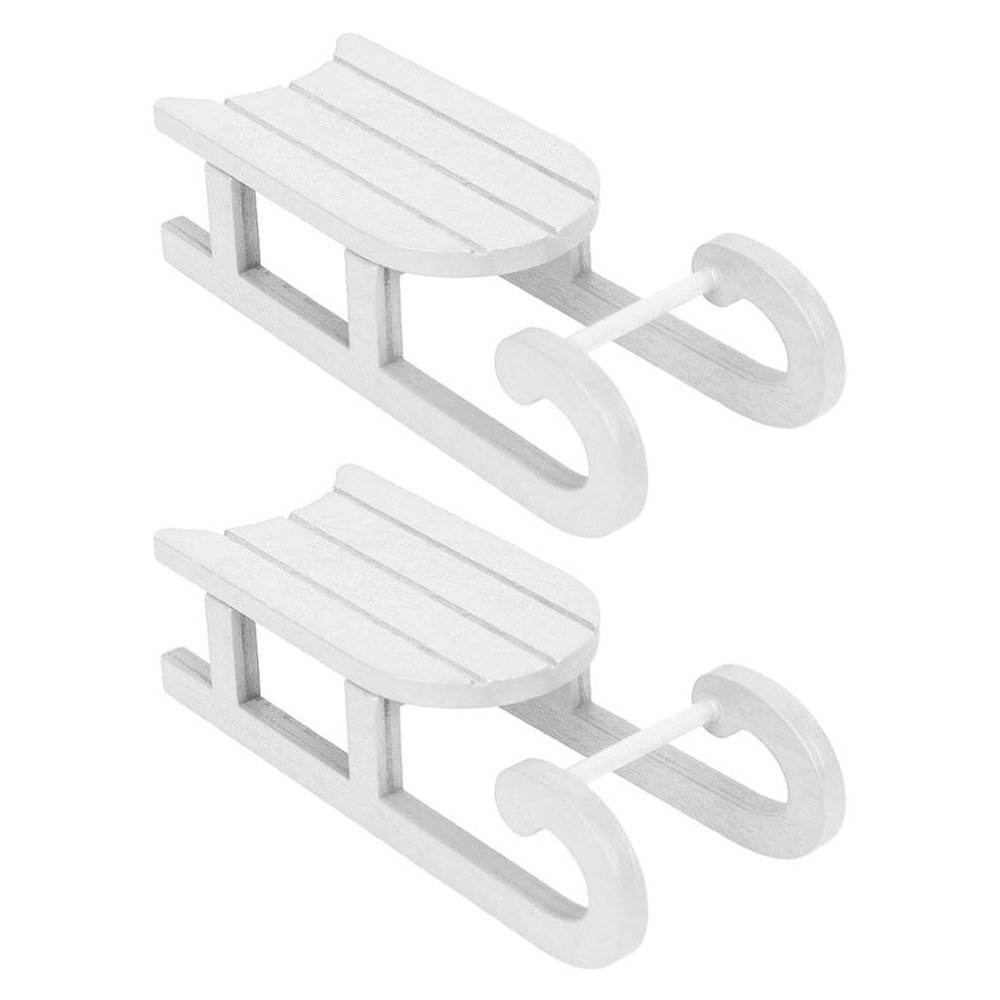 TOYANDONA 2-Piece Christmas Sleigh Ornaments, White