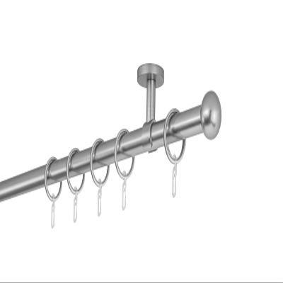 ondeco Made-to-Measure Curtain Rod, 20 mm, Ball Finials, Single Track, Ceiling-Mount, 360 cm, Stainless Steel Look