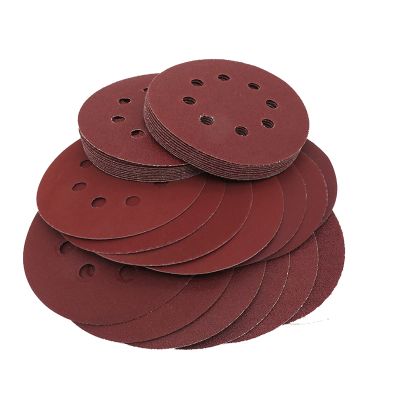 Wood and Metal Polishing Sandpaper, 100-Piece, 5-Inch 125 mm, 8-Hole Aluminum Oxide Red Sanding Discs, 60–2000 Grit (400 Grit)