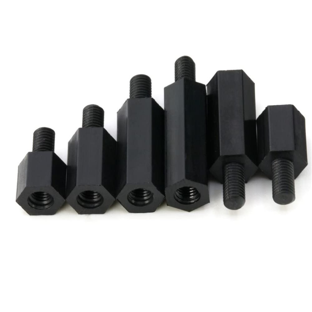 CONPHERON Black Nylon Male-to-Female Hex Standoffs M3 × 18 + 6 mm, 60-Pack