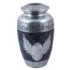 Hind Handicrafts Silver-Engraved Urn for Human Ashes, Adult, Handmade, Large Memorial Urn, with Bag (16.5 x 16.5 x 26.7 cm, Angel Wings-8) view 1
