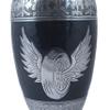 Hind Handicrafts Silver-Engraved Urn for Human Ashes, Adult, Handmade, Large Memorial Urn, with Bag (16.5 x 16.5 x 26.7 cm, Angel Wings-8) view 2