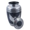 Hind Handicrafts Silver-Engraved Urn for Human Ashes, Adult, Handmade, Large Memorial Urn, with Bag (16.5 x 16.5 x 26.7 cm, Angel Wings-8) view 3