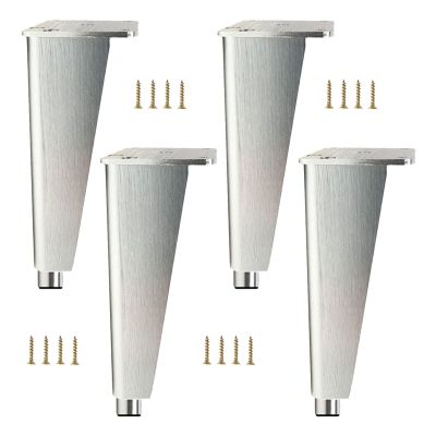 30 cm Silver Furniture Legs, 4-Pack, Adjustable Aluminum Alloy