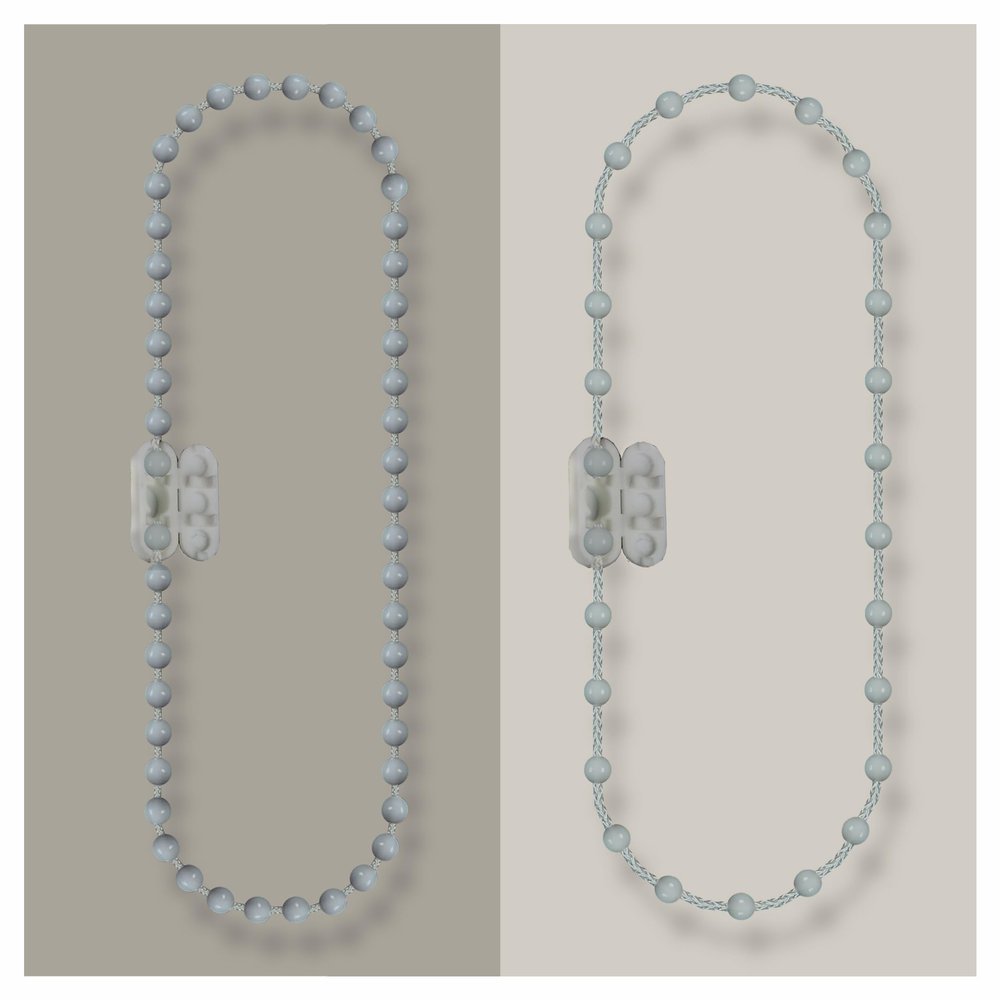 EFIXS PVC Roller Blind Beaded Chain with Chain Connector, 160 cm Control Length, Gray