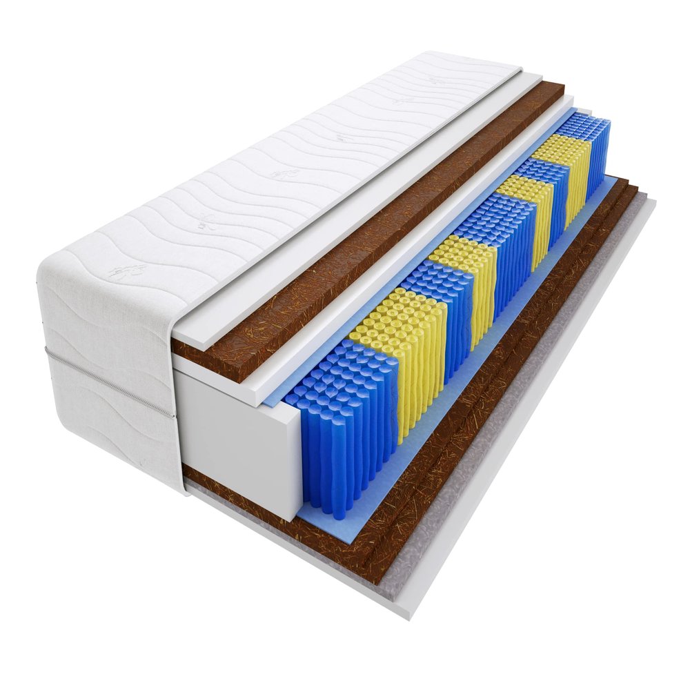 Godre Mattress 105 x 205 cm, H4 & H5 Multi-Pocket Spring Mattress, 19 cm High, Coconut Fiber, Horsehair, HR Foam, Quilted Santana Cover