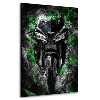 Kunstgestalten24 Kawasaki ZX10 Canvas Wall Art, XXL Living Room Decor